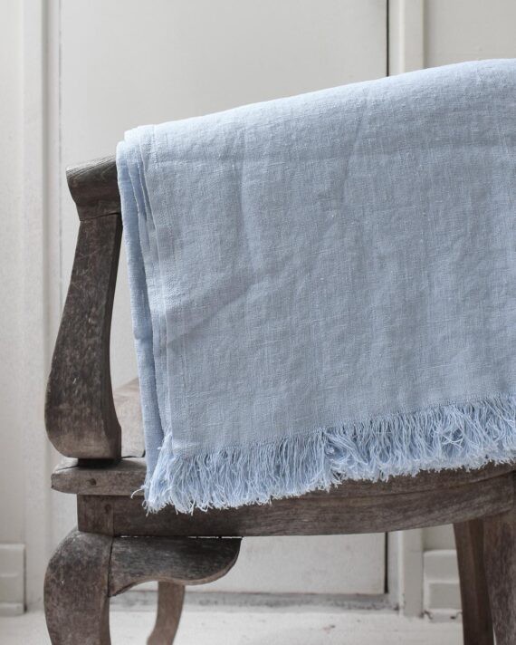 Heaven Linen hapsu torkkupeitto 145 x 190 taivaansininen